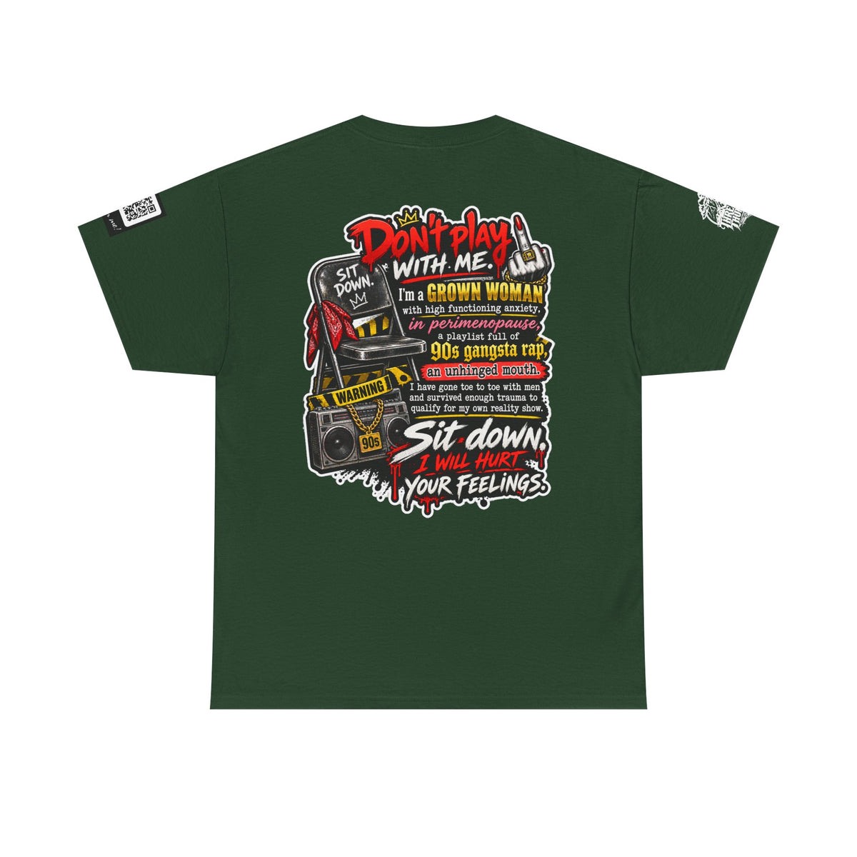 Grown Woman With Anxiety and 90s Gangsta Rap Back Graphic Tee