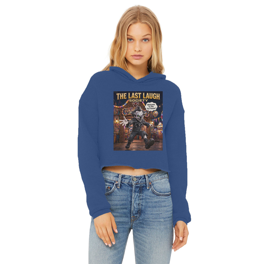 The Last Laugh Society Ladies Cropped Raw Edge Hoodie