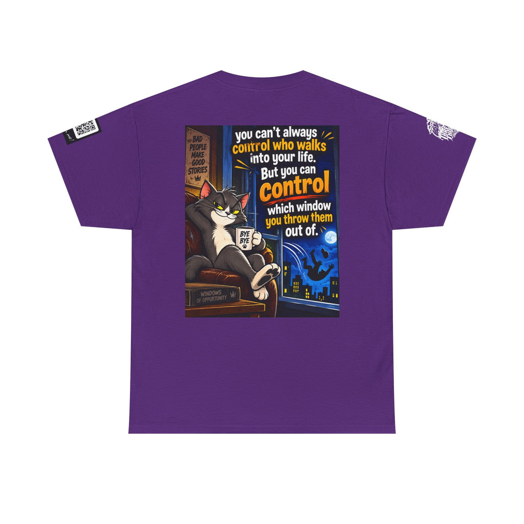 You Can't Control Who Walks In — Sarcastic Window Humor Back Graphic Tee