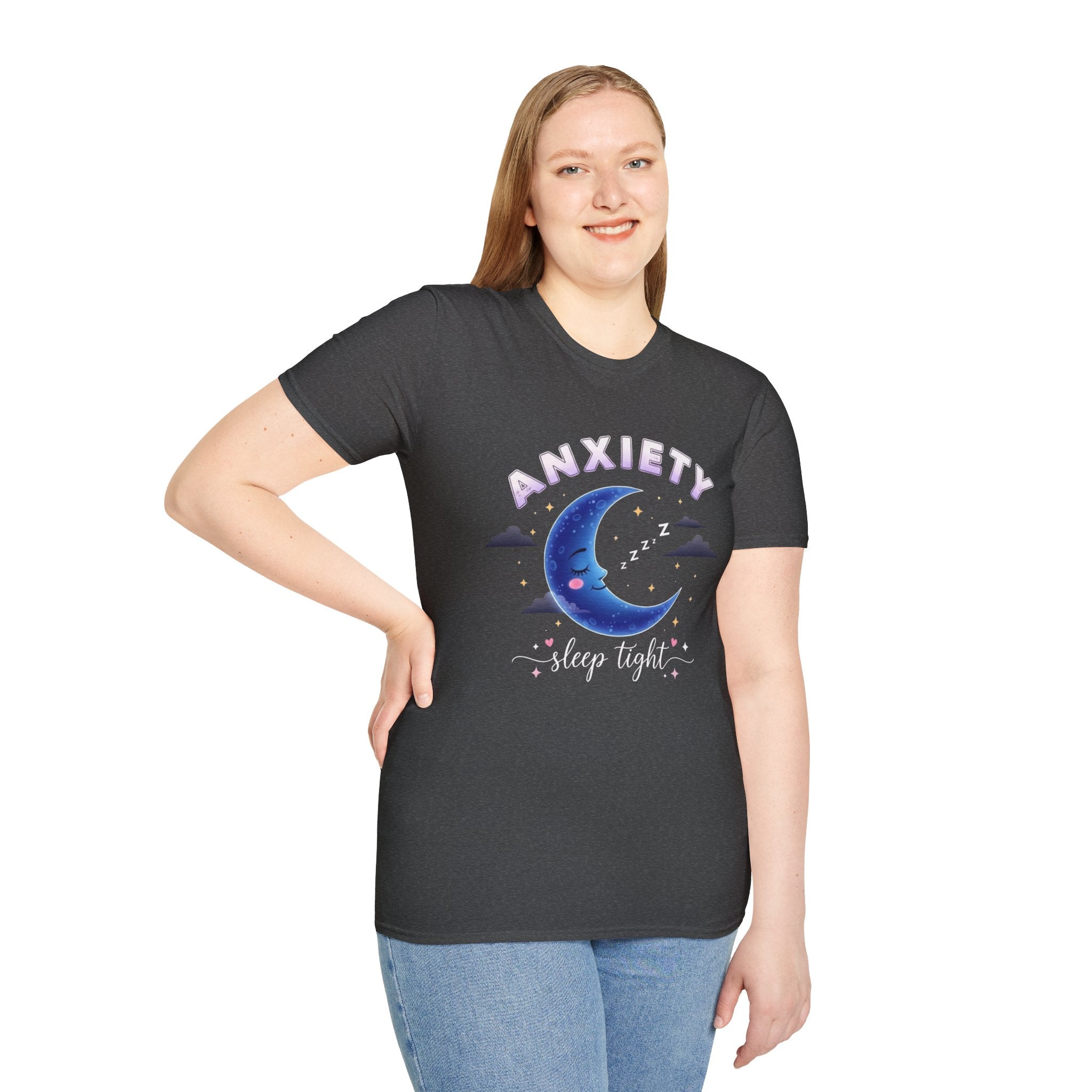 Anxiety Moon T-Shirt — 'Sleep Tight' Cute Moon & Stars Relaxation Tee