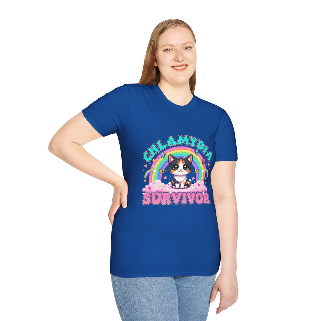 Chlamydia Survivor Cat T-Shirt — Cute Rainbow Calico Tee