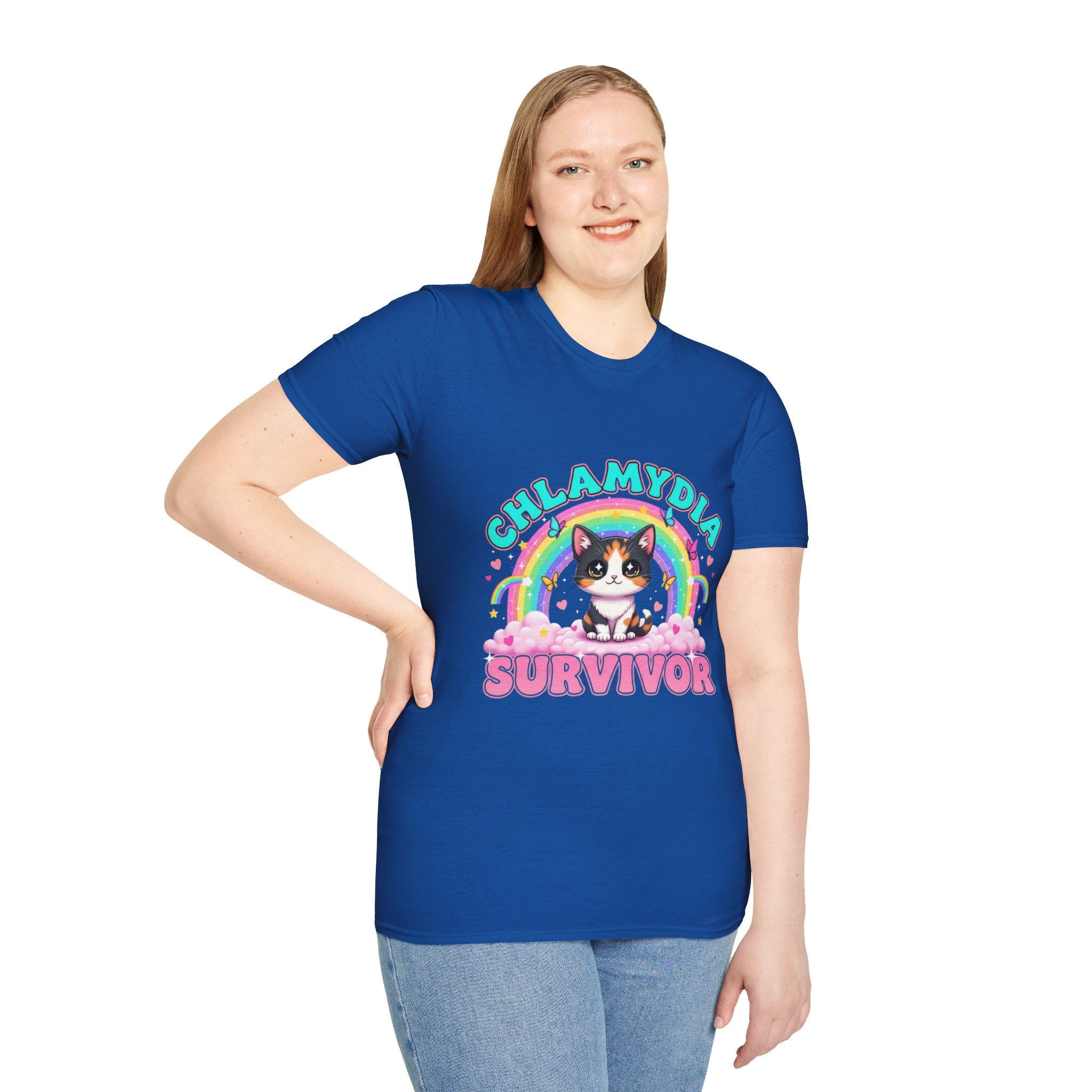 Chlamydia Survivor Cat T-Shirt — Cute Rainbow Calico Tee
