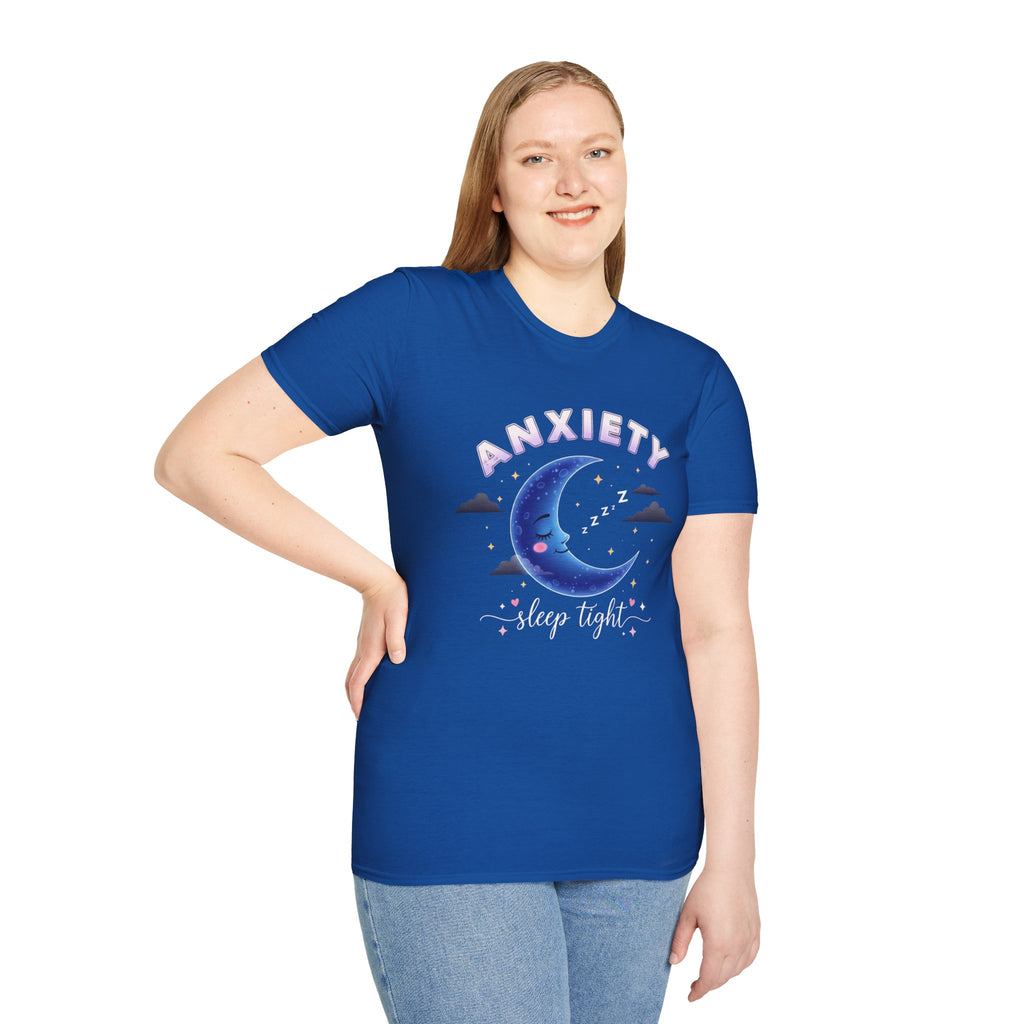 Anxiety Moon T-Shirt — 'Sleep Tight' Cute Moon & Stars Relaxation Tee