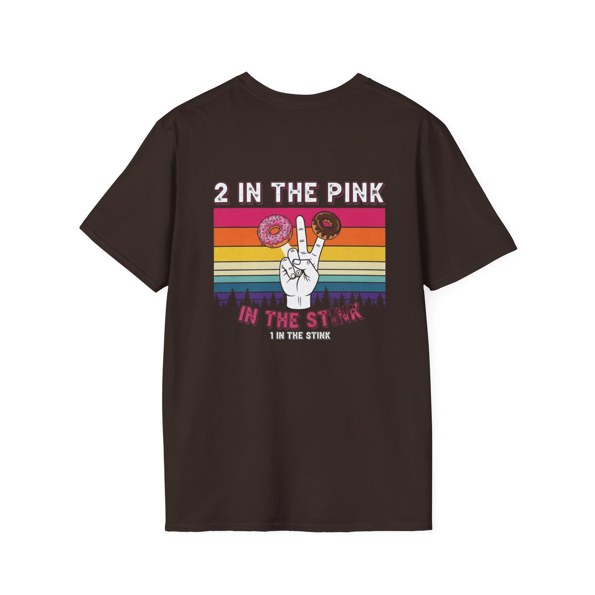 2 In The Pink Donut Peace Sign T‑Shirt — Retro Rainbow Dessert Graphic Tee