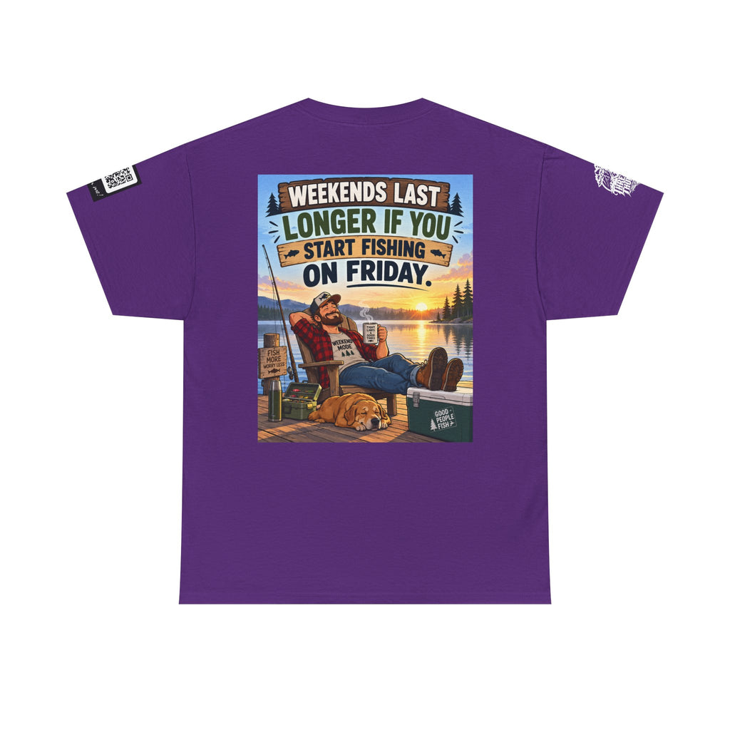 Weekends Last Longer When You Start Fishing Friday Back Graphic Tee