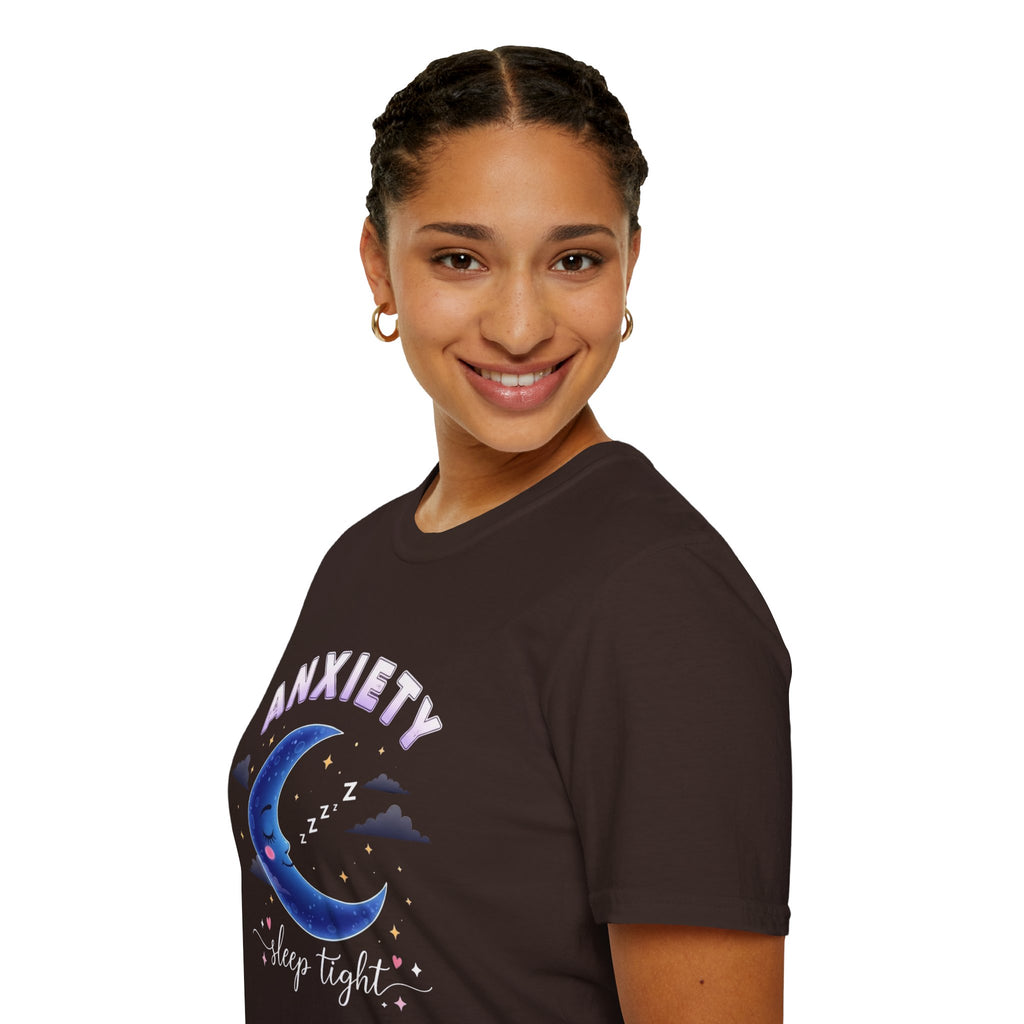 Anxiety Moon T-Shirt — 'Sleep Tight' Cute Moon & Stars Relaxation Tee