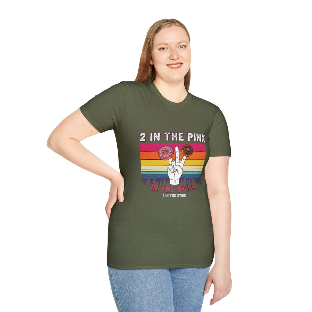 2 In The Pink Donut Peace Sign T‑Shirt — Retro Rainbow Dessert Graphic Tee