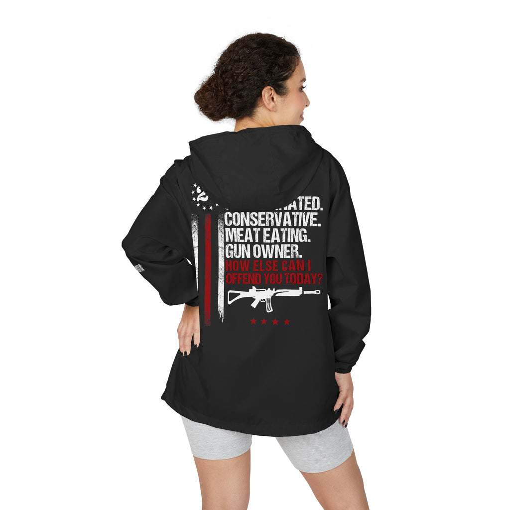 Windbreaker Jacket — '2nd Amendment: Unvaccinated Conservative' Patriotic Rifle Design