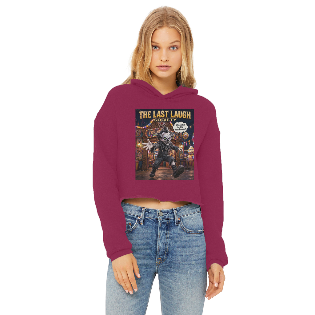 The Last Laugh Society Ladies Cropped Raw Edge Hoodie