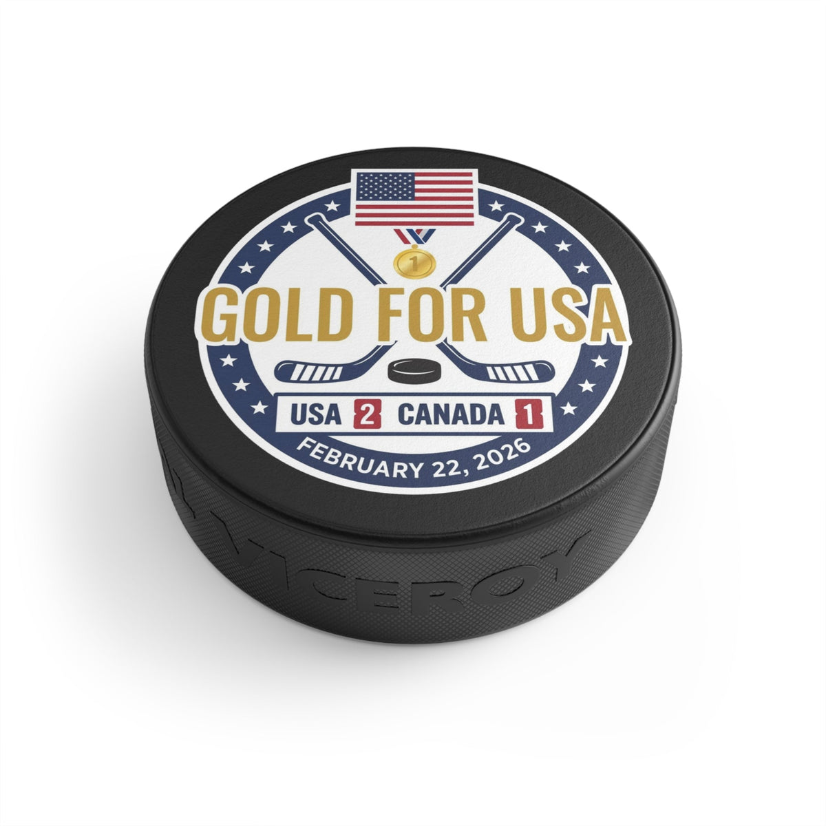 "Gold For USA" Commemorative Hockey Puck - Only 2,026 Available