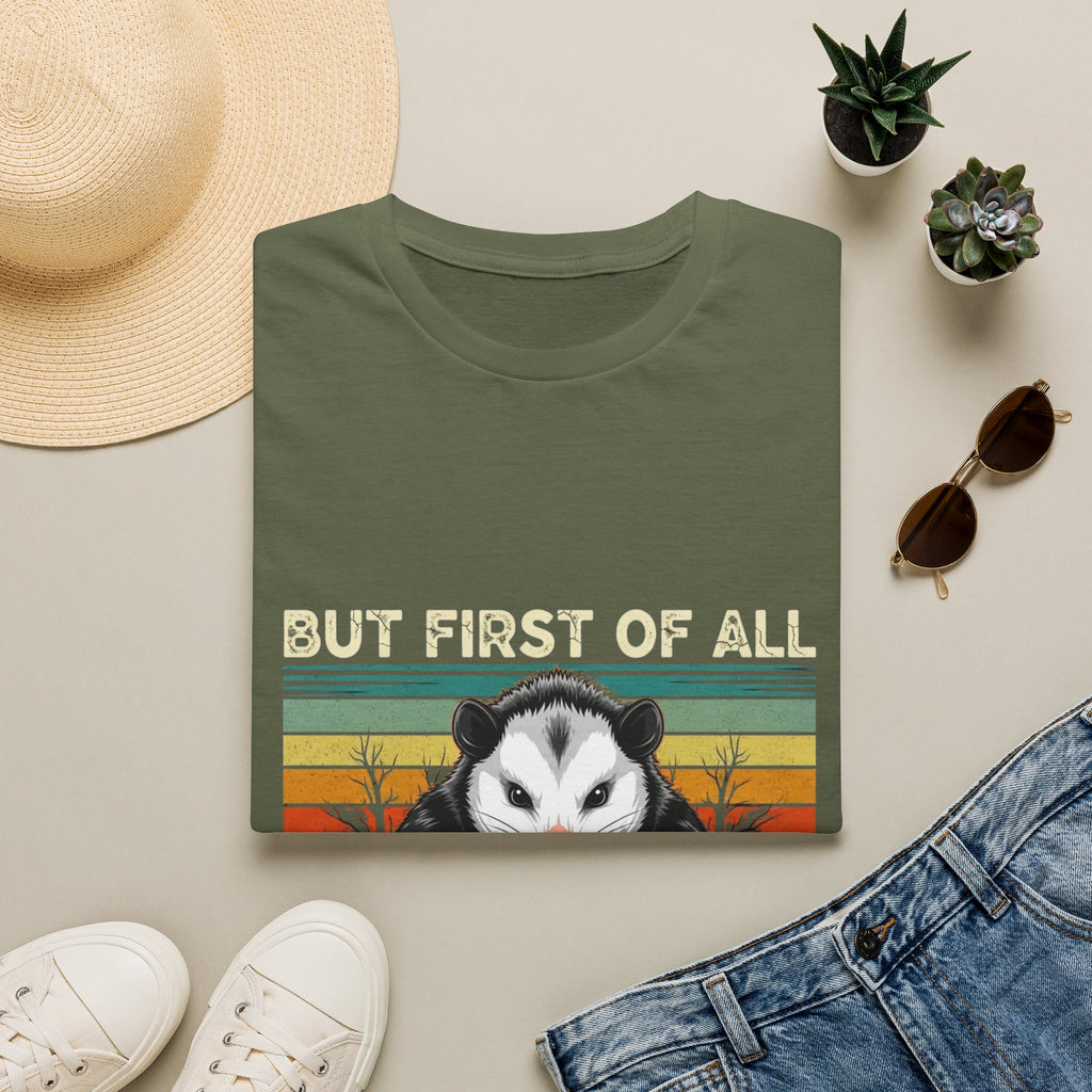 Opossum Graphic Tee — “But First Of All I’m A Delight” Vintage Sunset T-Shirt
