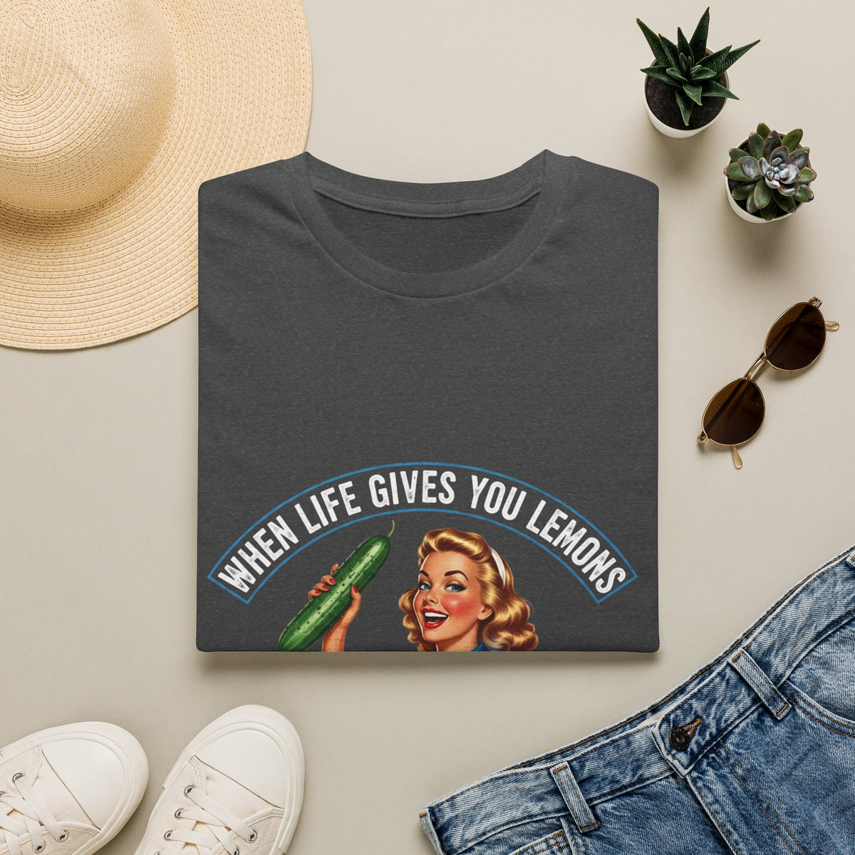 T-Shirt — "When Life Gives You Lemons... Cucumbers" Vintage Retro Graphic Tee
