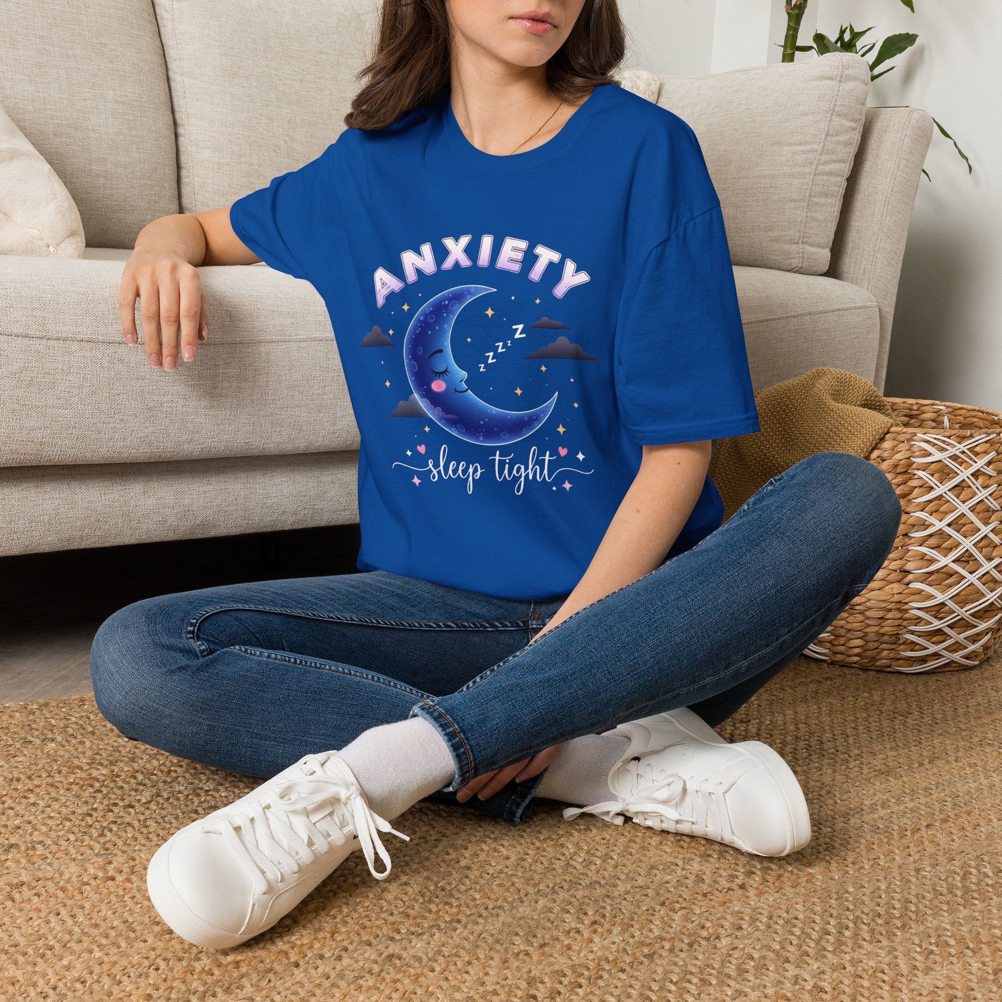 Anxiety Moon T-Shirt — 'Sleep Tight' Cute Moon & Stars Relaxation Tee