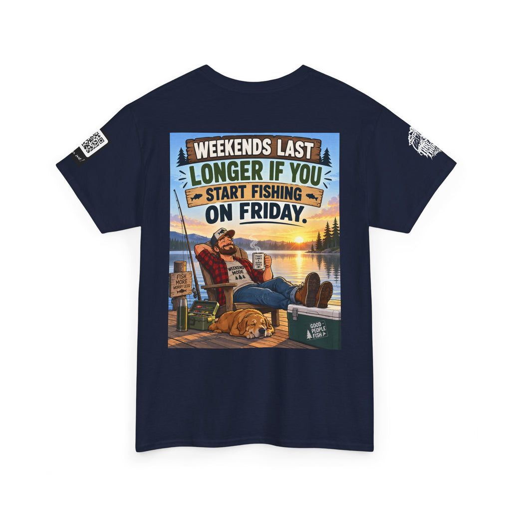 Weekends Last Longer When You Start Fishing Friday Back Graphic Tee