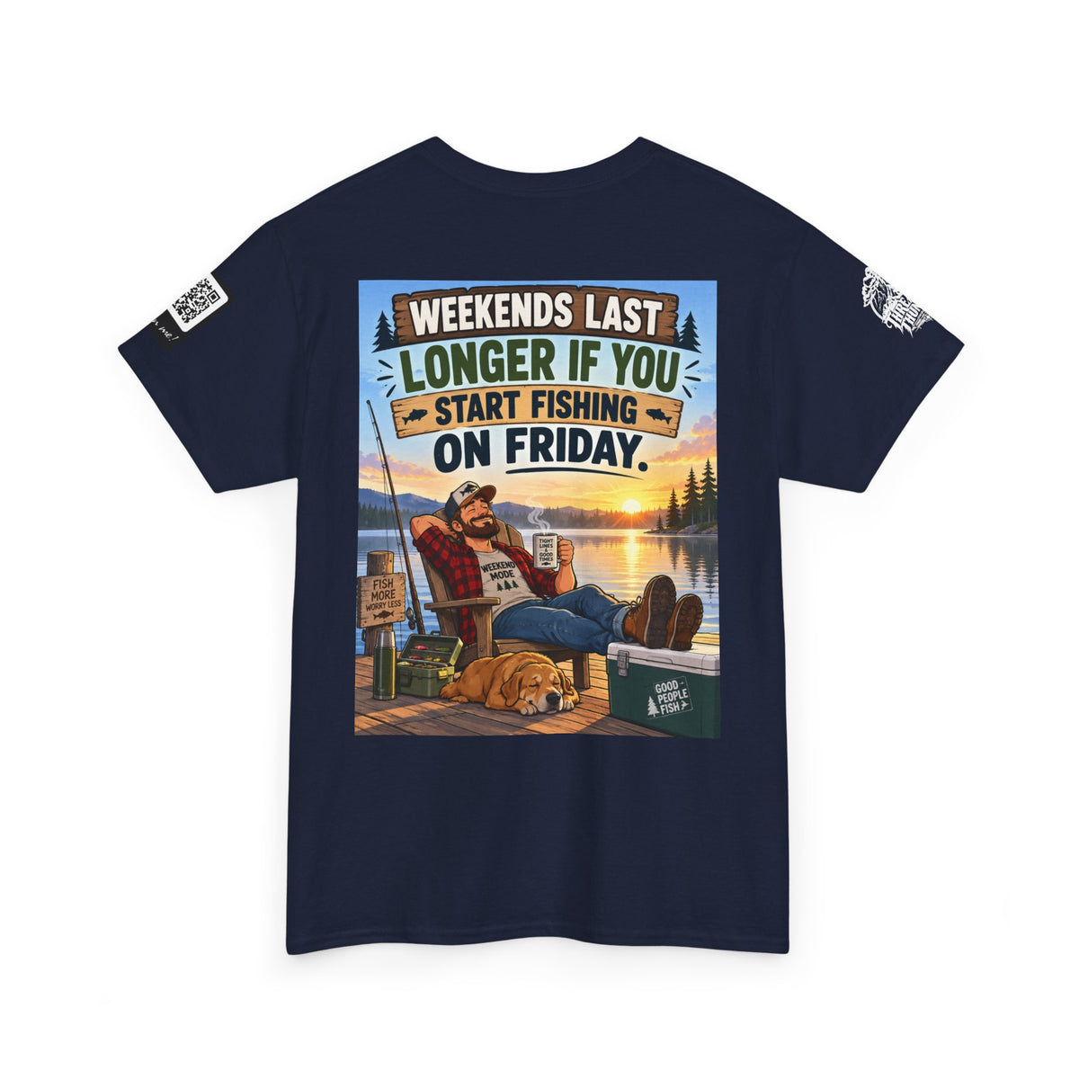 Weekends Last Longer When You Start Fishing Friday Back Graphic Tee
