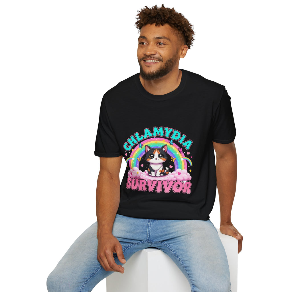 Chlamydia Survivor Cat T-Shirt — Cute Rainbow Calico Tee