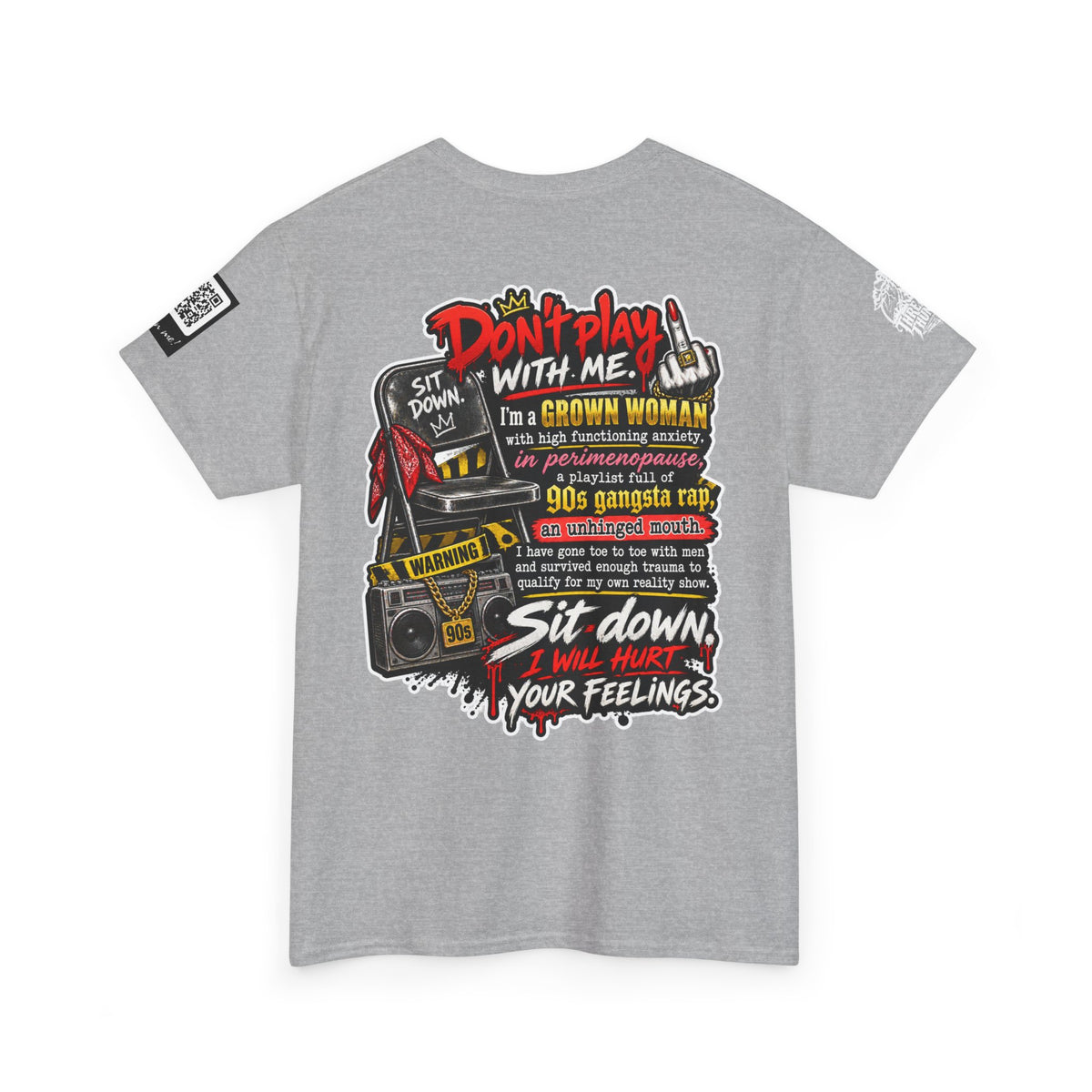 Grown Woman With Anxiety and 90s Gangsta Rap Back Graphic Tee