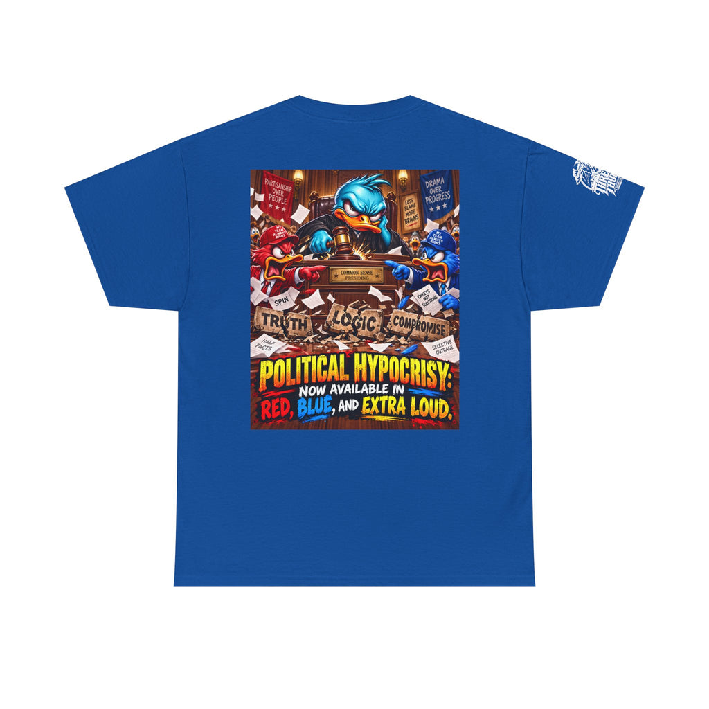 Political Hypocrisy — Red, Blue, and Extra Loud Back Graphic Tee