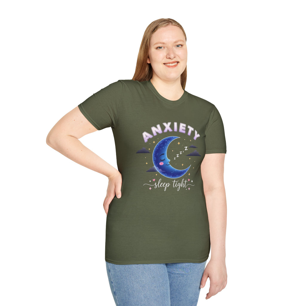 Anxiety Moon T-Shirt — 'Sleep Tight' Cute Moon & Stars Relaxation Tee