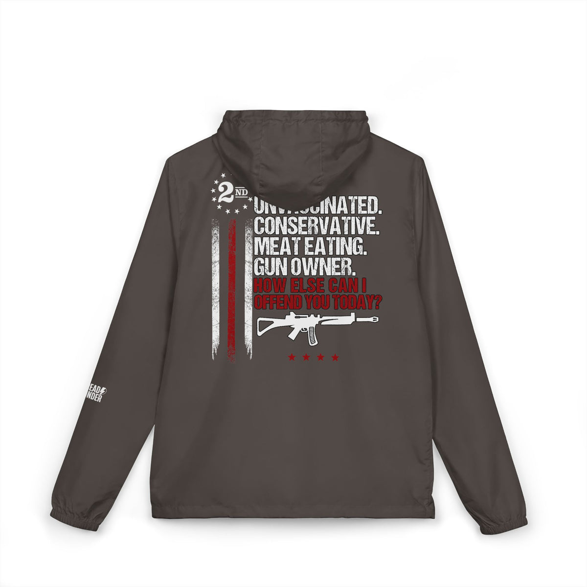Windbreaker Jacket — '2nd Amendment: Unvaccinated Conservative' Patriotic Rifle Design