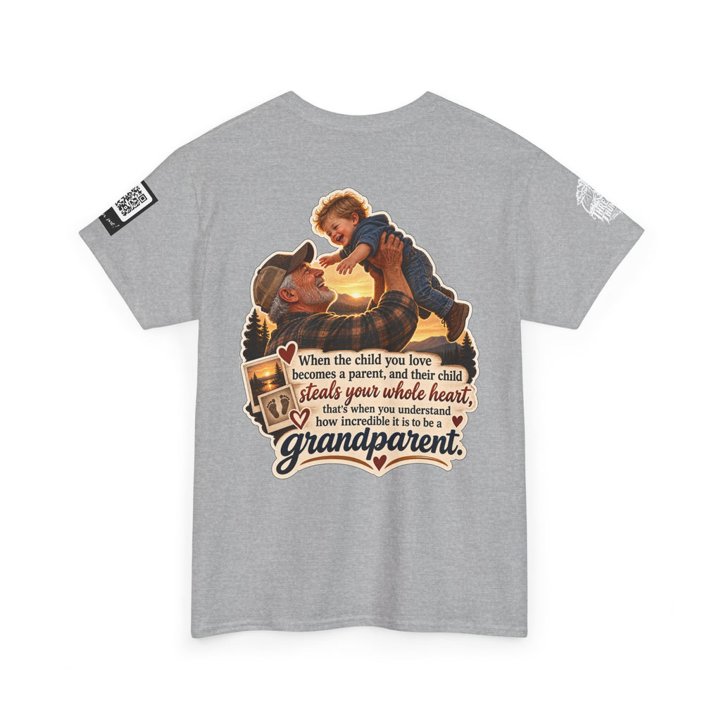 A Grandchild Steals Your Whole Heart — Proud Grandparent Back Graphic Tee