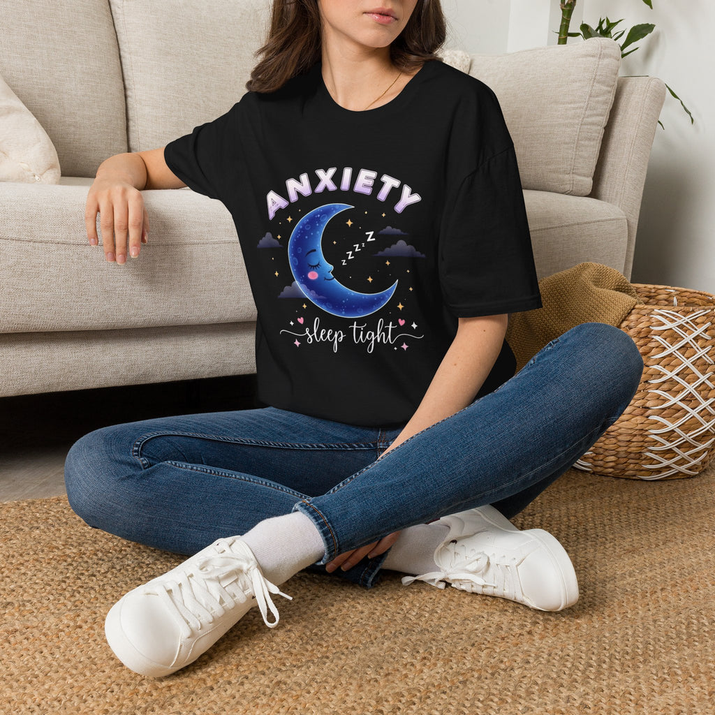 Anxiety Moon T-Shirt — 'Sleep Tight' Cute Moon & Stars Relaxation Tee
