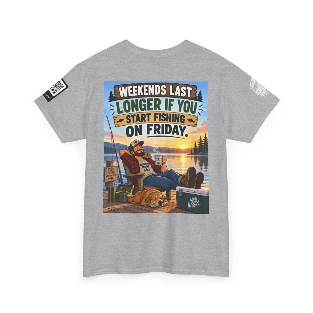 Weekends Last Longer When You Start Fishing Friday Back Graphic Tee