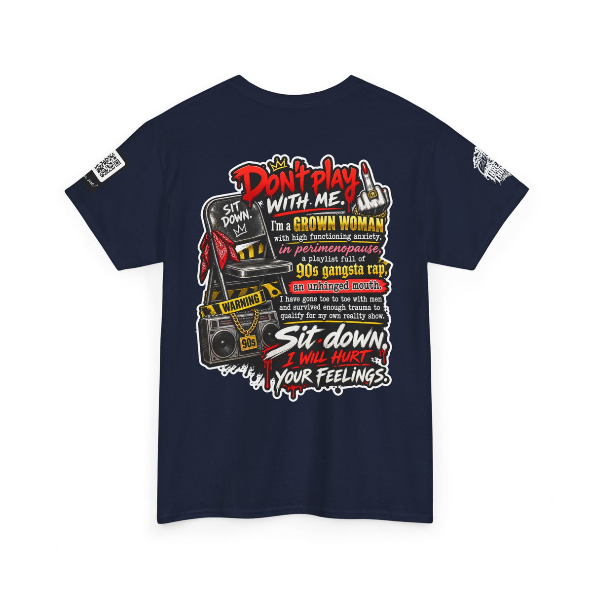Grown Woman With Anxiety and 90s Gangsta Rap Back Graphic Tee