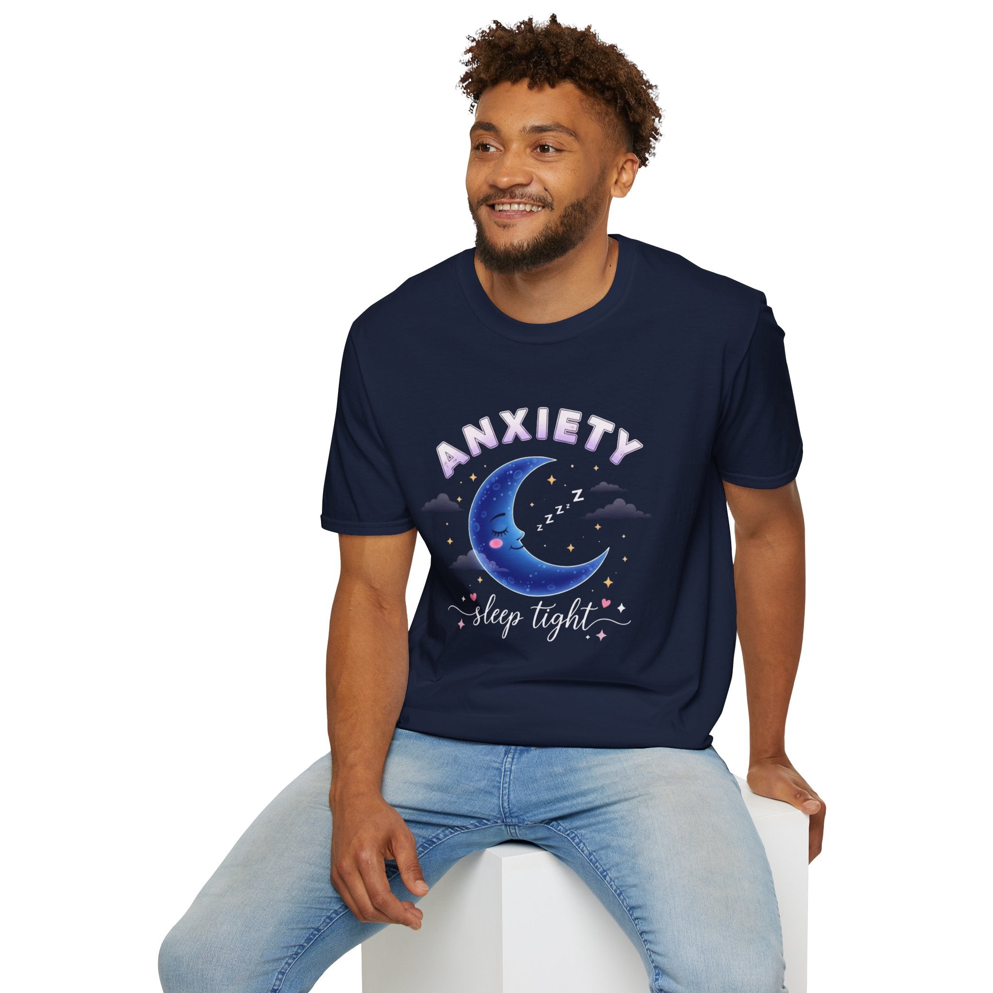 Anxiety Moon T-Shirt — 'Sleep Tight' Cute Moon & Stars Relaxation Tee