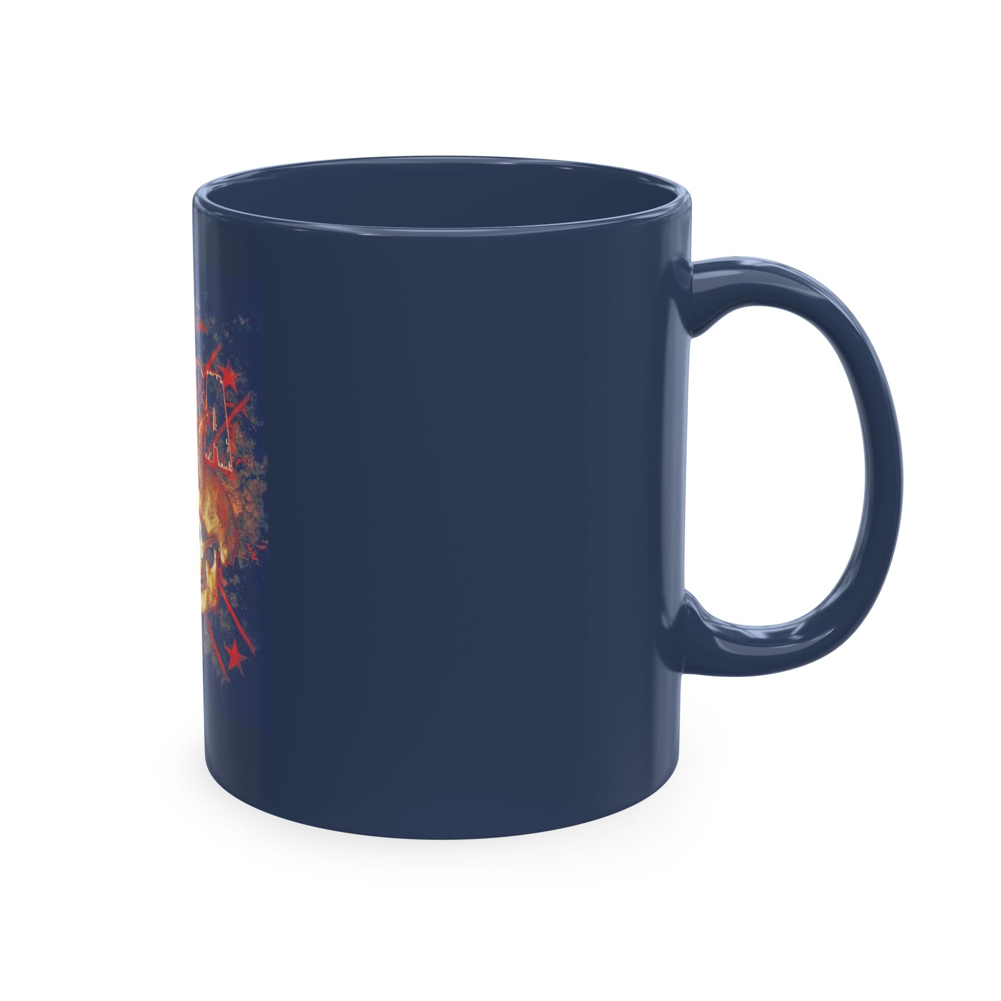 Skull Clash Ceramic Mug — Vintage Rock Tattoo Coffee Cup