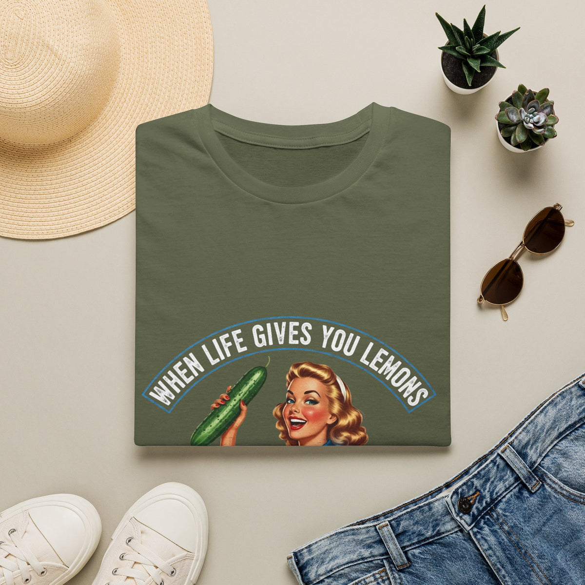 T-Shirt — "When Life Gives You Lemons... Cucumbers" Vintage Retro Graphic Tee