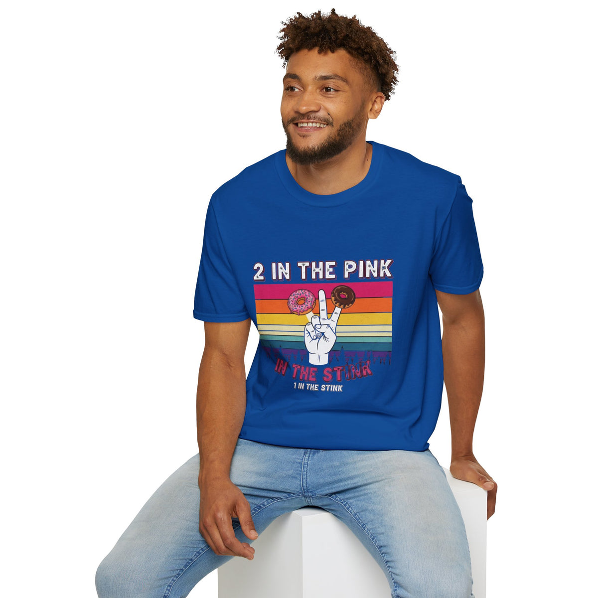 2 In The Pink Donut Peace Sign T‑Shirt — Retro Rainbow Dessert Graphic Tee