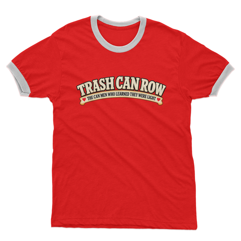 Trash Can Row Adult Ringer T-Shirt