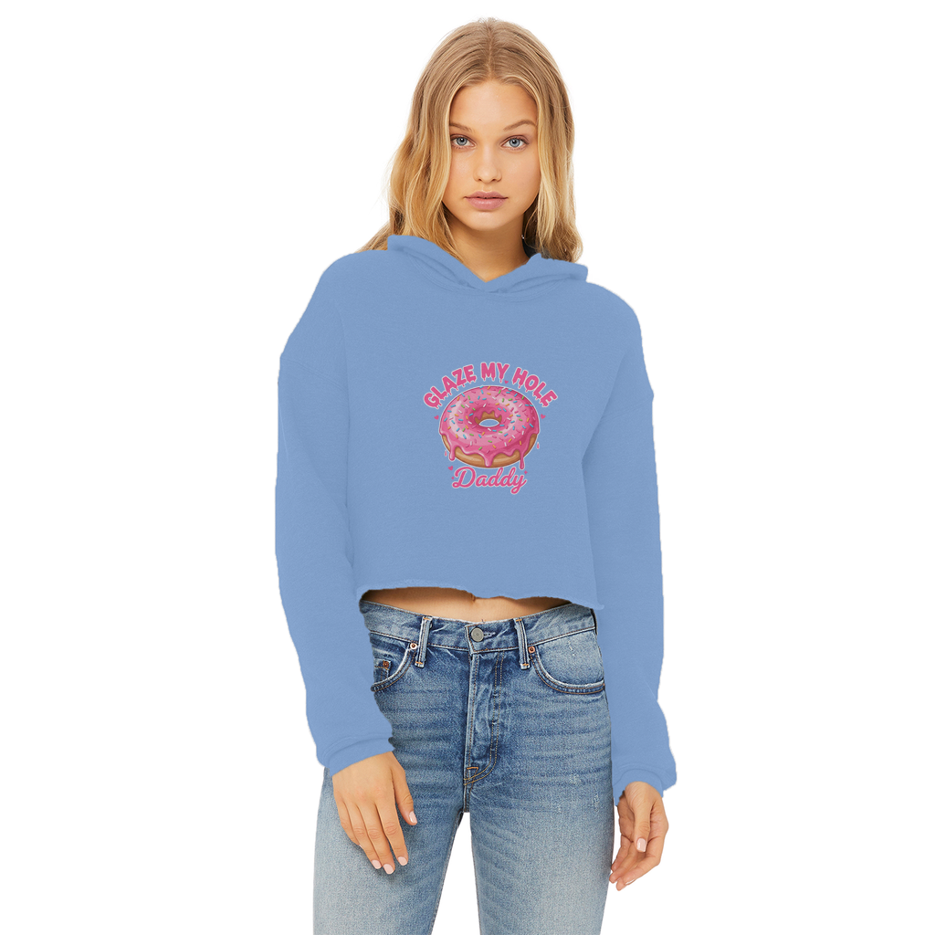 AOC Ladies Cropped Raw Edge Hoodie