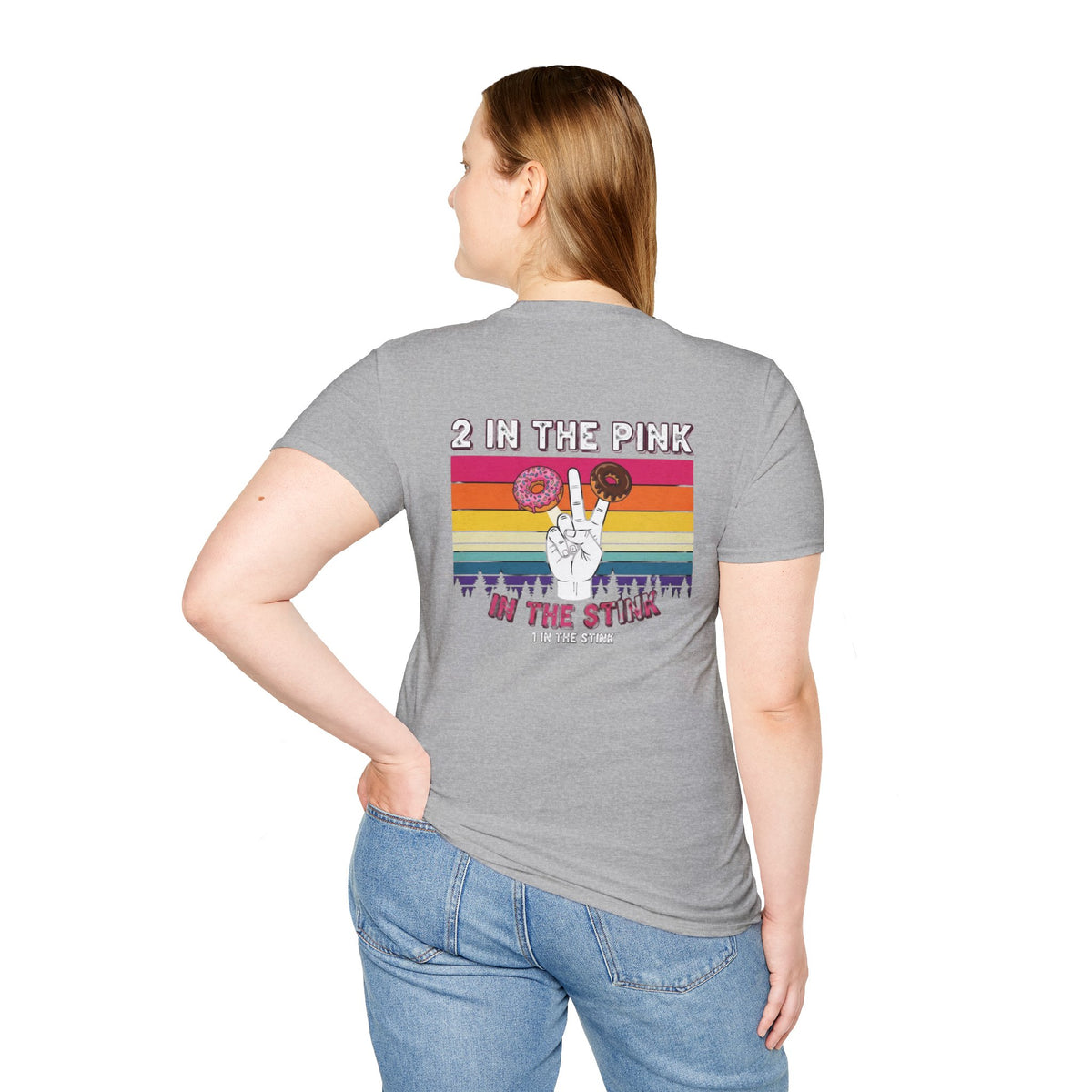 2 In The Pink Donut Peace Sign T‑Shirt — Retro Rainbow Dessert Graphic Tee