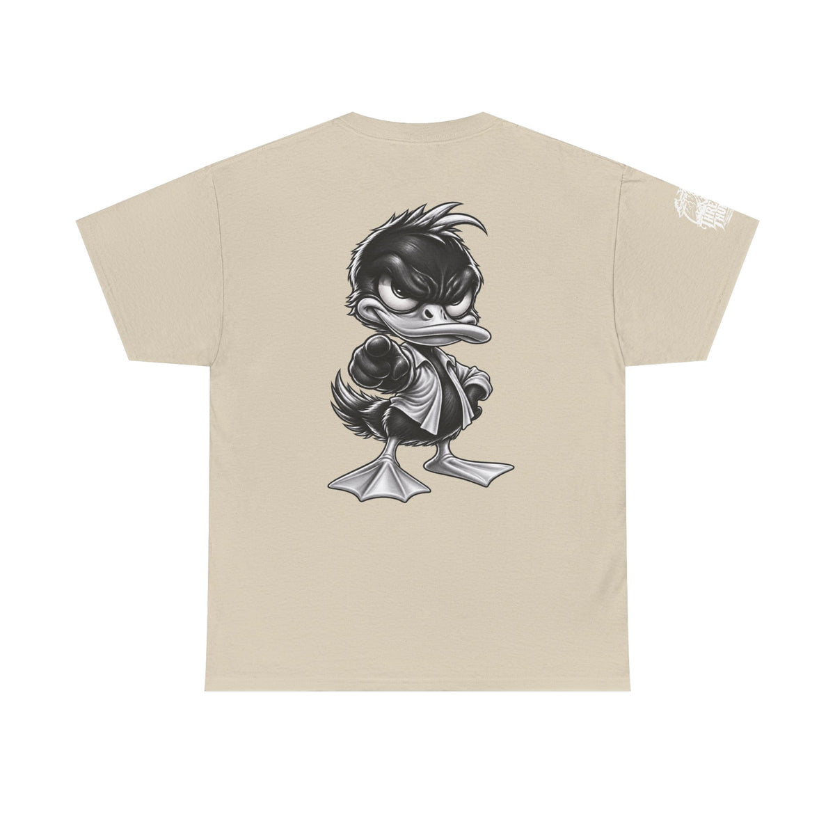 Monochrome Rebel Duck Character Back Graphic Tee
