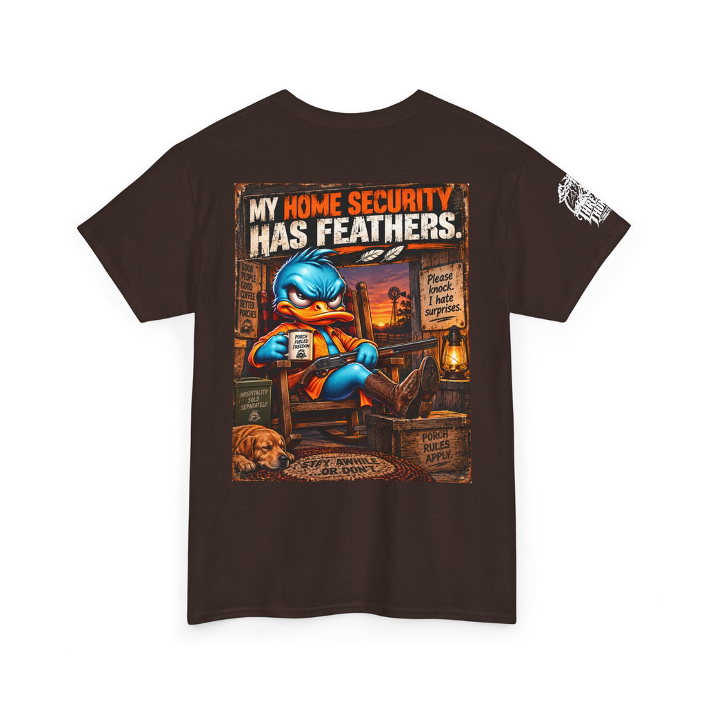 FUCK A DUCK BAND — Design #3 | My Home Security Has Feathers Back Graphic Tee
