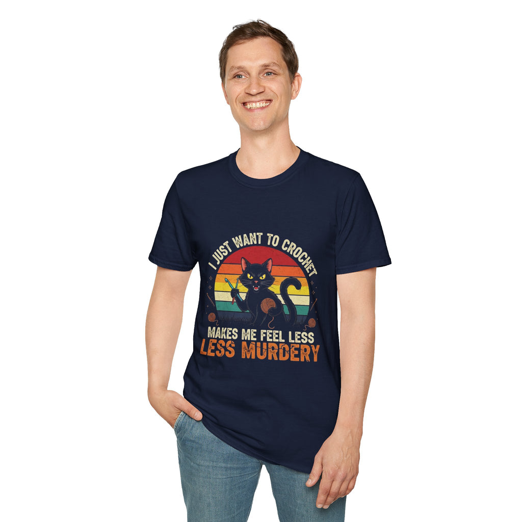 I Just Want to Crochet Black Cat T-Shirt — Funny Crochet Lover Tee