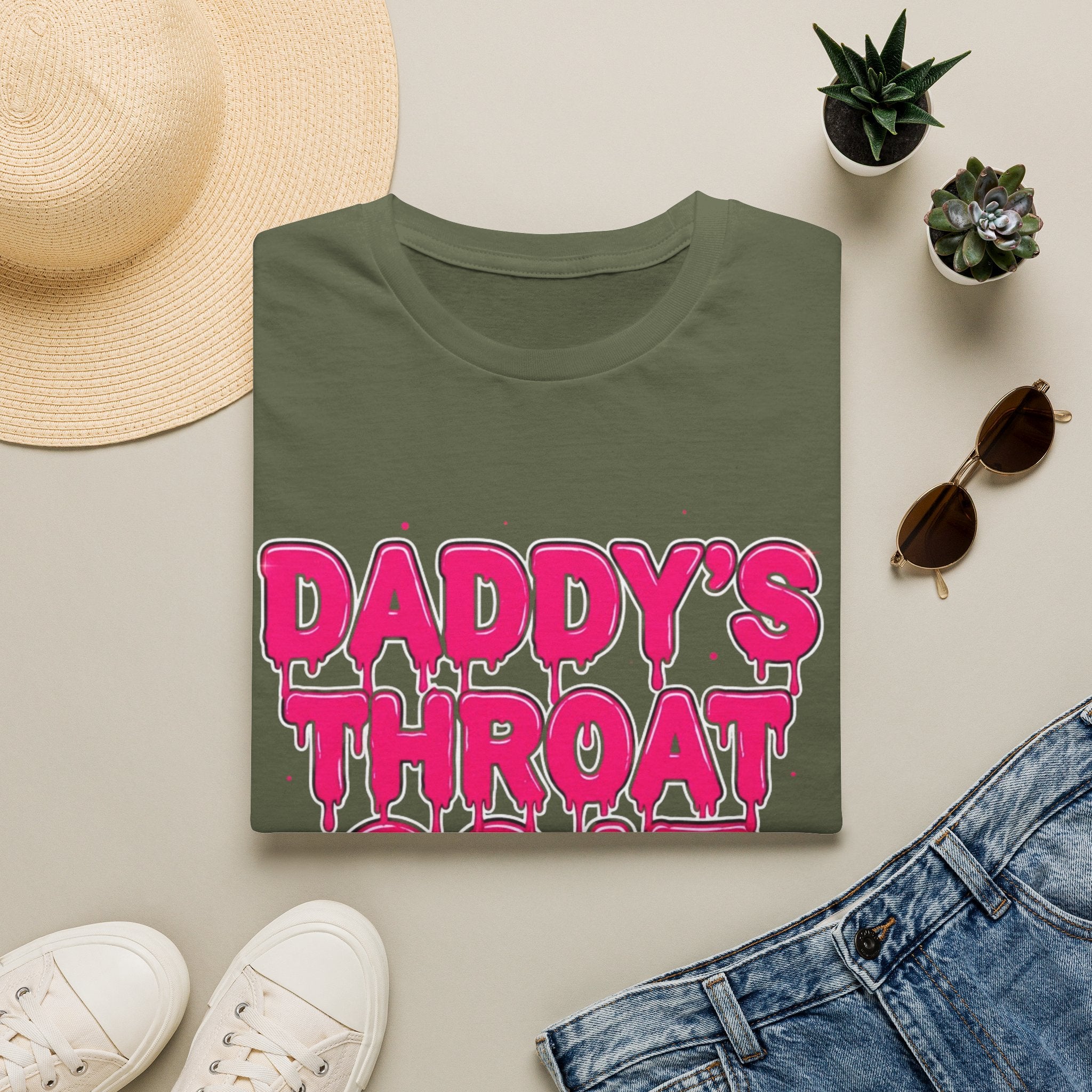 Graphic Tee — "Daddy's Throat" Drip Lettering Shirt