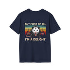 Opossum Graphic Tee — “But First Of All I’m A Delight” Vintage Sunset T-Shirt