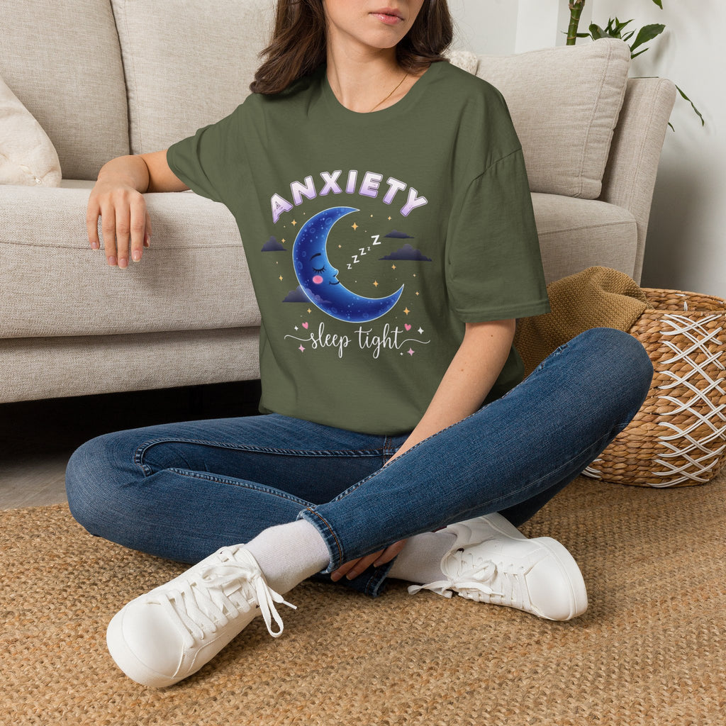 Anxiety Moon T-Shirt — 'Sleep Tight' Cute Moon & Stars Relaxation Tee