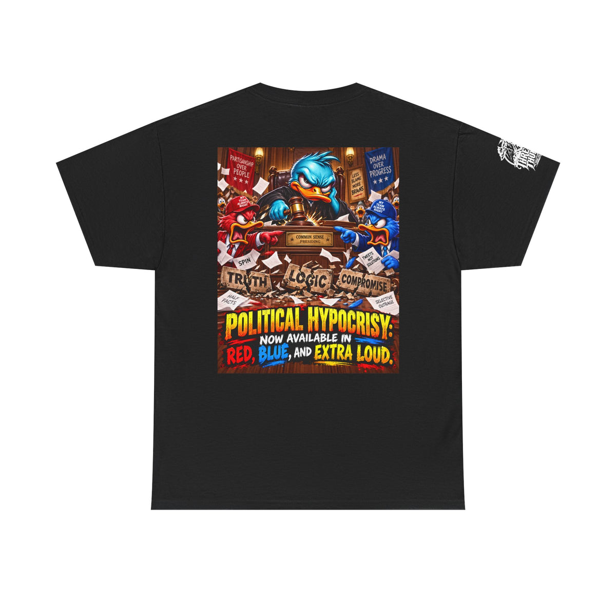 Political Hypocrisy — Red, Blue, and Extra Loud Back Graphic Tee