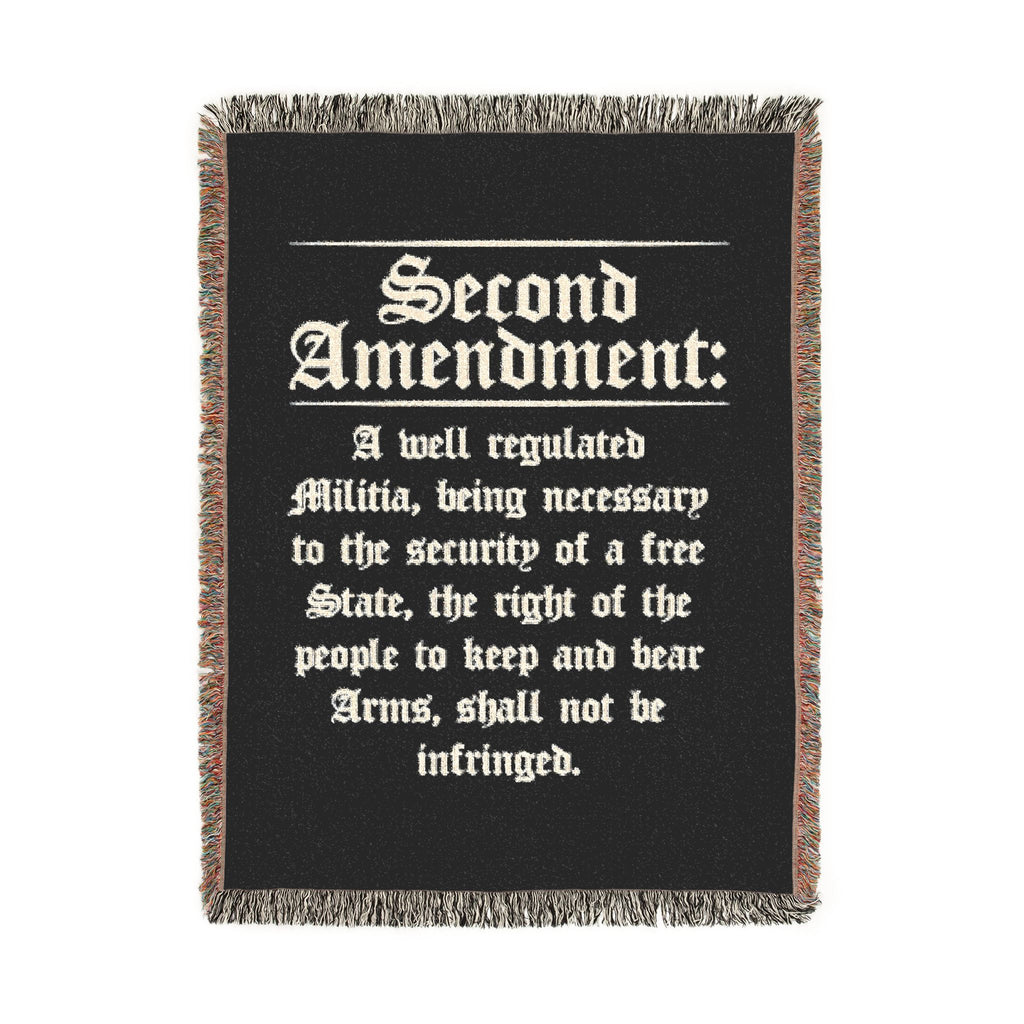 Second Amendment Woven Blanket — Rustic Constitution Quote Throw