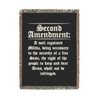 Second Amendment Woven Blanket — Rustic Constitution Quote Throw