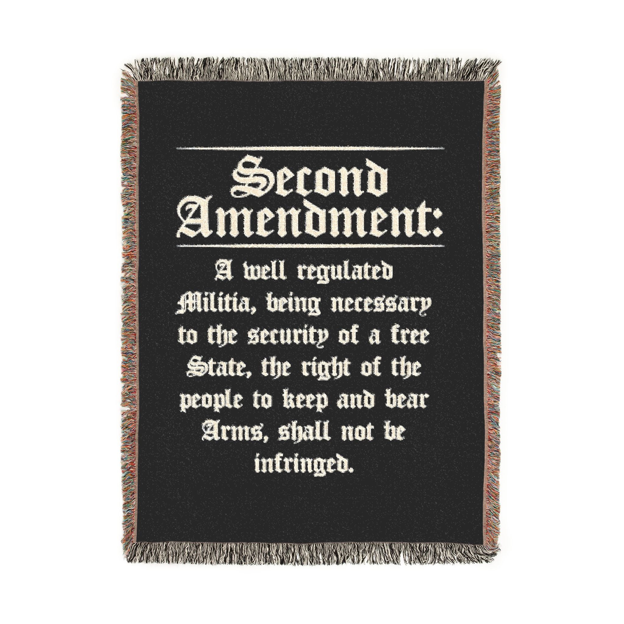 Second Amendment Woven Blanket — Rustic Constitution Quote Throw