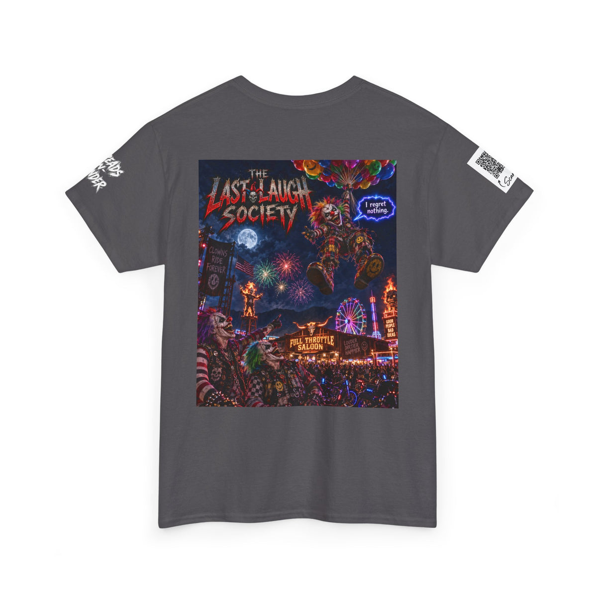 The Last Laugh Society Tee #144 — Carnival Clown Horror Graphic T-Shirt