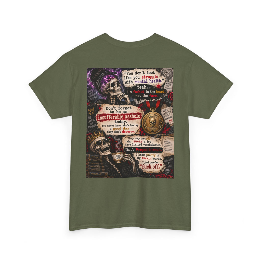 Mental Health Awareness T-Shirt — Gothic Skull Collage with Encouraging Quotes