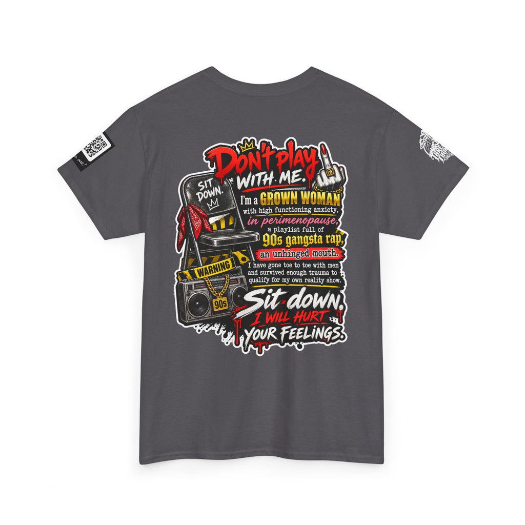 Grown Woman With Anxiety and 90s Gangsta Rap Back Graphic Tee