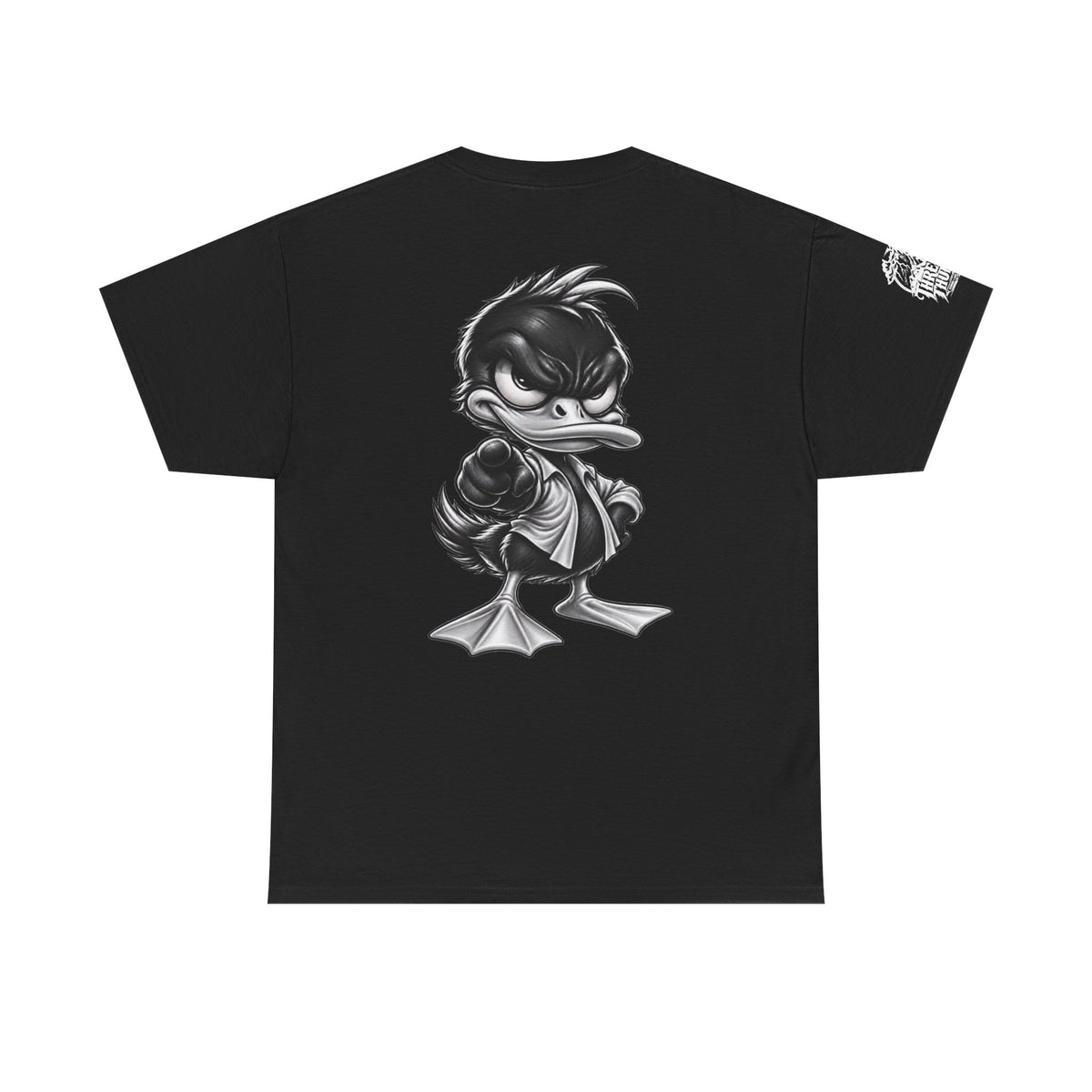 Monochrome Rebel Duck Character Back Graphic Tee