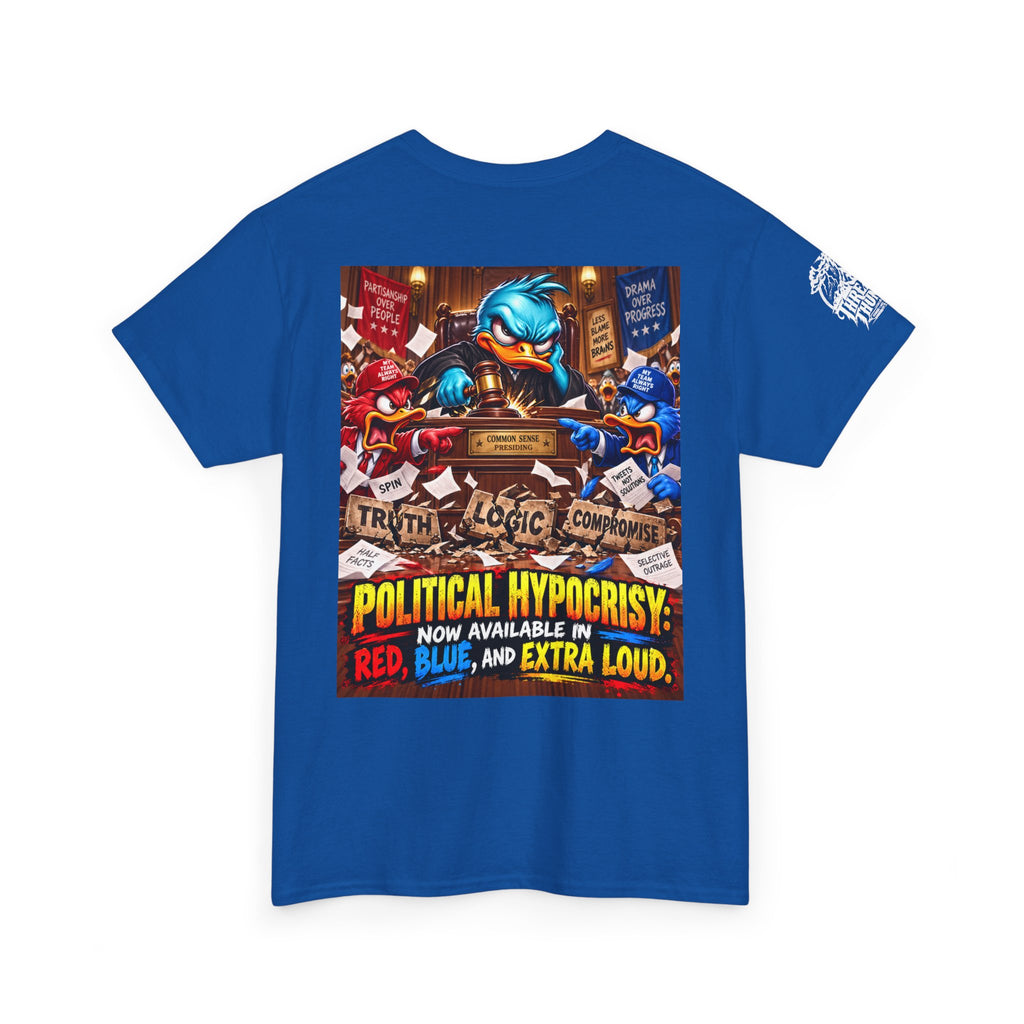Political Hypocrisy — Red, Blue, and Extra Loud Back Graphic Tee